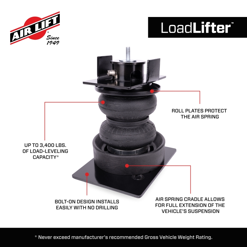 Jeep Gladiator Suspension Leveling Kit - Air Lift - LoadLifter 5000 Air Spring Kit with Universal Air Spring Cradles - `20-`25